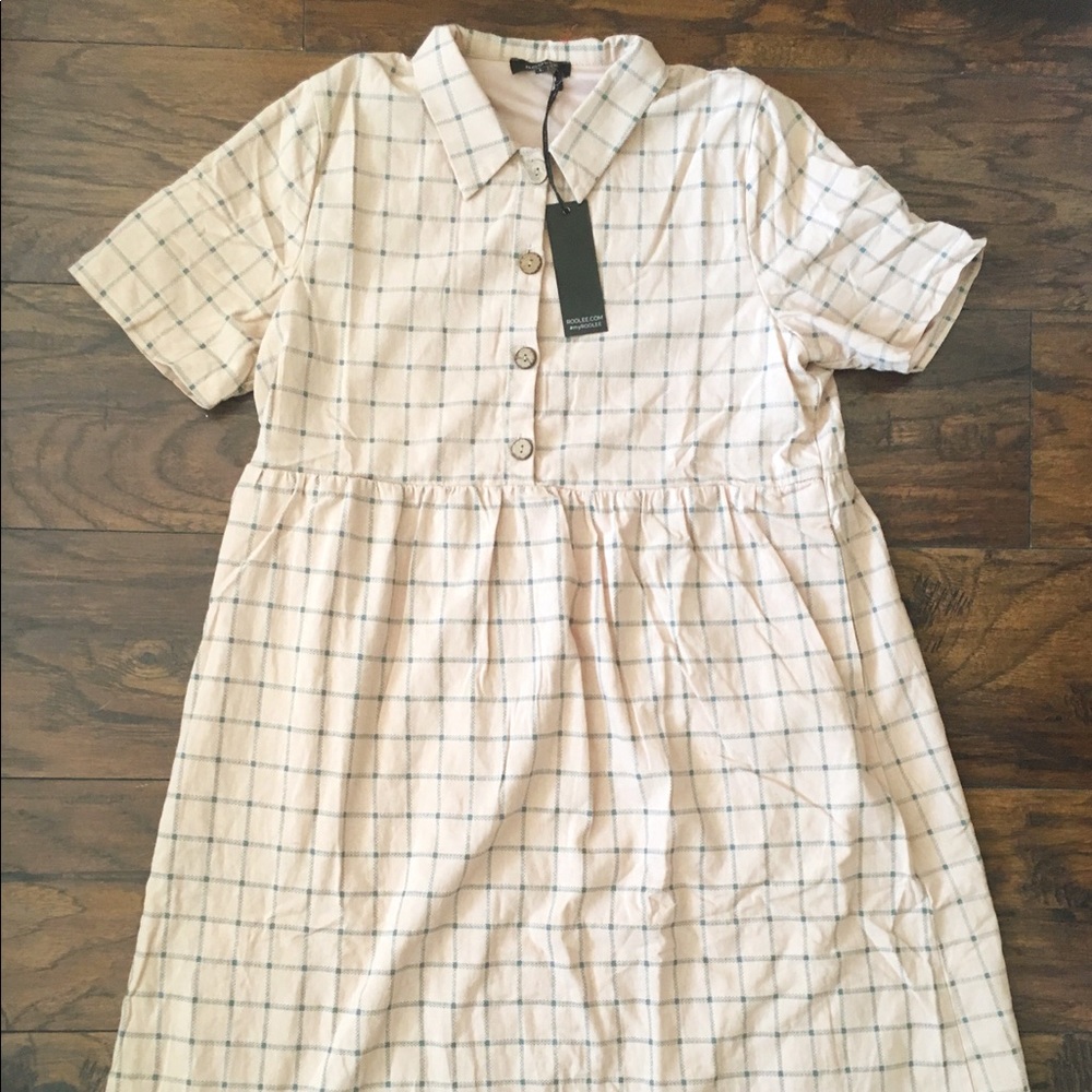 Plaid Babydoll Dress w/Collar